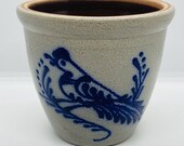 Beaumont Brothers Pottery, BBP, Salt Glaze Crock, Bird on Branch, Vase, Planter, Vintage 1991, 4 quot