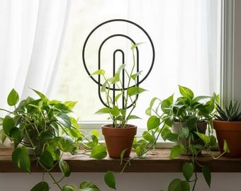 Modern Plant Trellis, Circle Shaped Plant Support, Indoor Garden Decor, 11.875" tall