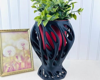 Moderne abstracte bloempot met drainage, bidsprinkhaanplanter, unieke bloempot voor binnen, verward ontwerp