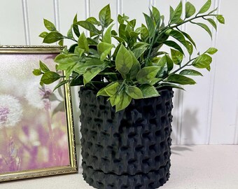 Modern Geometric Planter Pot, Rugged Planter Pot, Small Indoor Flower Pot, Modern Planter with Saucer