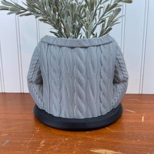 Wool Sweater Indoor Planter Pot, Cable Knit Flower Pot,  Planter, Quirky Unique Planter