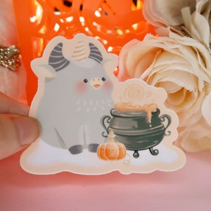 Kawaii Halloween Aufkleber, Süßer Stier Gestanzter Aufkleber, Planer Aufkleber, Wasserdichter Vinyl Aufkleber, Süßer Hexe Aufkleber
