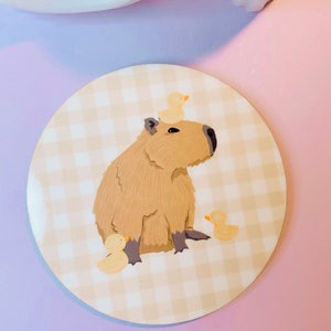 Linda montaña rusa de capibara, capibara, posavasos de bebidas kawaii, tapete de bebidas de capibara, lindos accesorios para el hogar, decoración del hogar kawaii