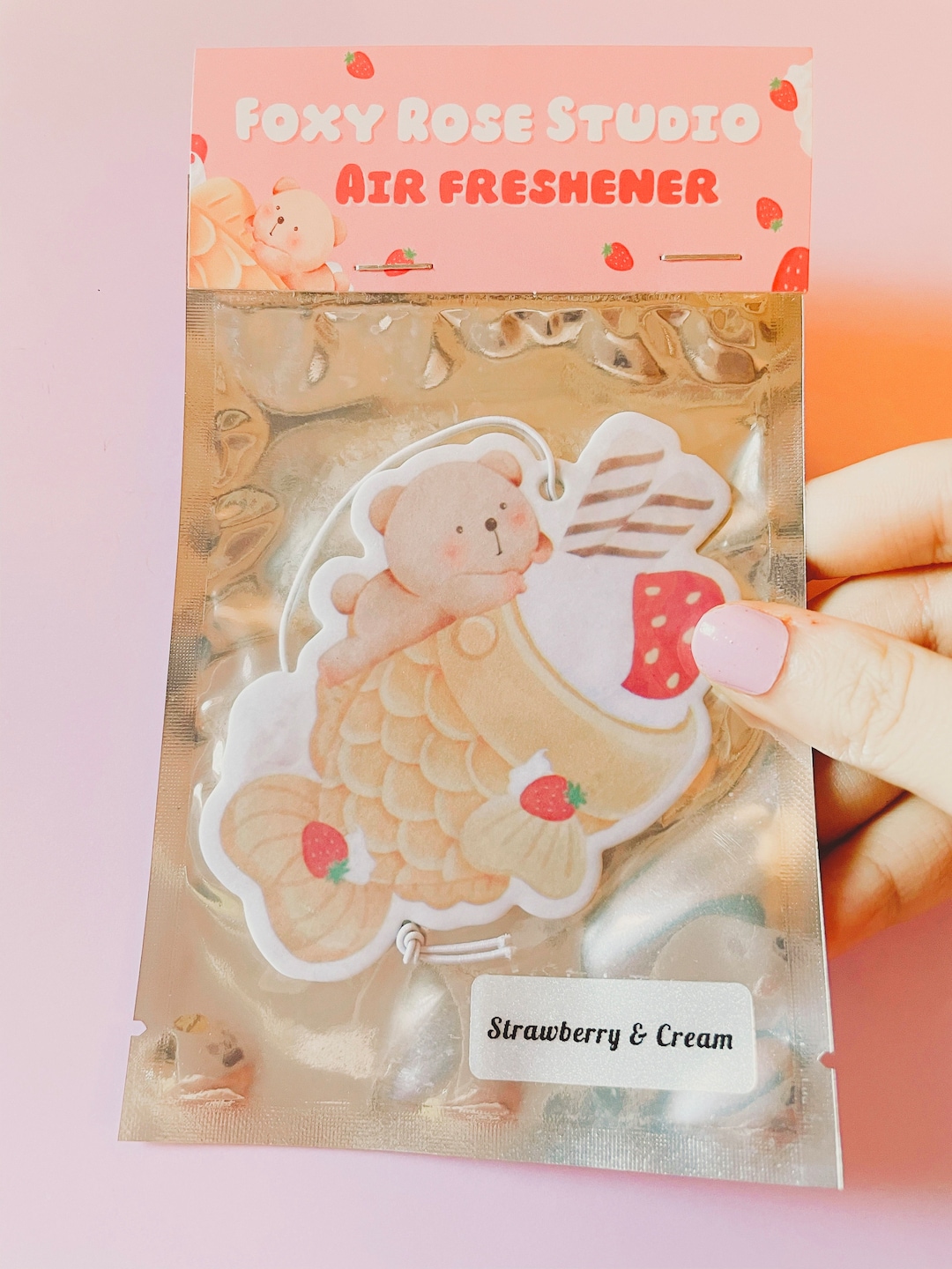 Cute Strawberry and Cream Air Fresheners, Hanging Air Fresheners, Car ...