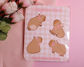 Capybara Bows Sticker Pack, Kawaii Planner Stickers