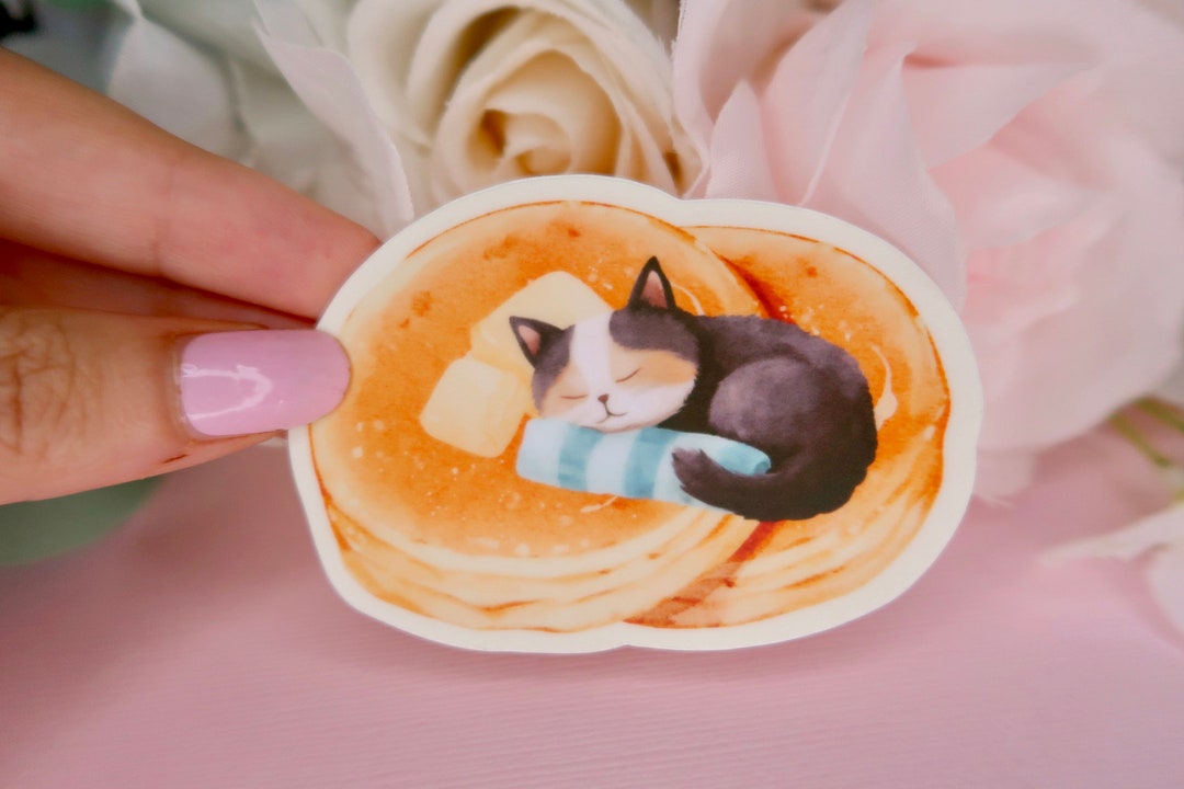 Pancake Cat Die Cut Sticker, Cute Kawaii Sticker, Planner Die Cut