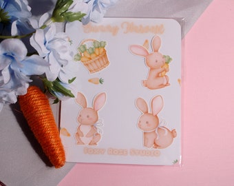 Zestaw naklejek Bunny Harvest, Naklejki Kawaii, Naklejka do Bullet Journal Planner, Pakiet naklejek, Naklejki Cute Bunny, Zestaw naklejek