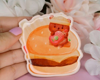 Kawaii Hamburger Glittery Magnet, Cute Bear Magnet, Kawaii Fridge Magnet, Kitchen Accessories