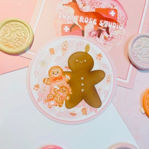 Christmas Gingerbread Sticker, Christmas Sticker, Planner Sticker, Waterproof Sticker, Cute Sticker