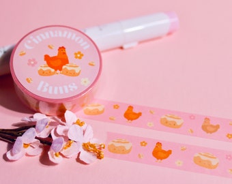 Cinnamon Buns Washi Tape, Decorative Gift Packing Washi Tape Self Adhesive, Scrapbooking Crafting Washi Tape, Chicken Masking Tape