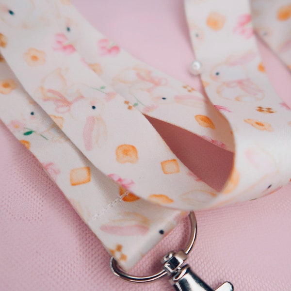 Cute Bunny Lanyard, Key Lanyard Neck ID Tag Badge Holder, Cookie Lanyard, EDC Lanyard, Kawaii Accessories