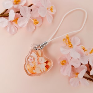 Cute Bunny Phone Charm, Bunny Acrylic Phone Charm, Glitter Epoxy, Electronics Charm, Double Sided Charm, Car Charm, Cute Rabbit