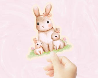 Naklejka Pretty Bunny, Naklejka Cute Bunny Die Cut, Naklejka Planner, Wodoodporna naklejka winylowa, Naklejka Kawaii Die Cut, Naklejki Rabbit