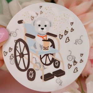 Cute Dog Wheelchair Vinyl Sticker, Cute Sticker, Planner Sticker, Cute Dog Sticker, Waterproof Vinyl Sticker