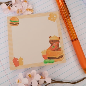 Lindos blocs de notas de oso de hamburguesa, diario de balas, bloc de notas, papelería, estética kawaii, accesorios de escritorio, blocs de notas, regalos estacionarios,