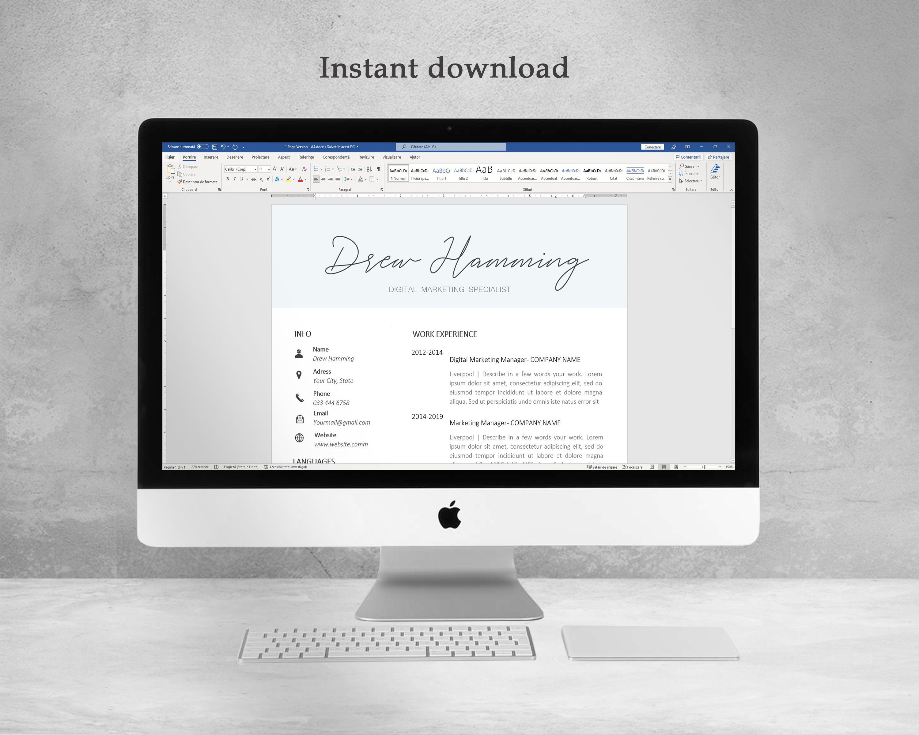 CV Template Word, CV Template Professional,resume Template With Photo