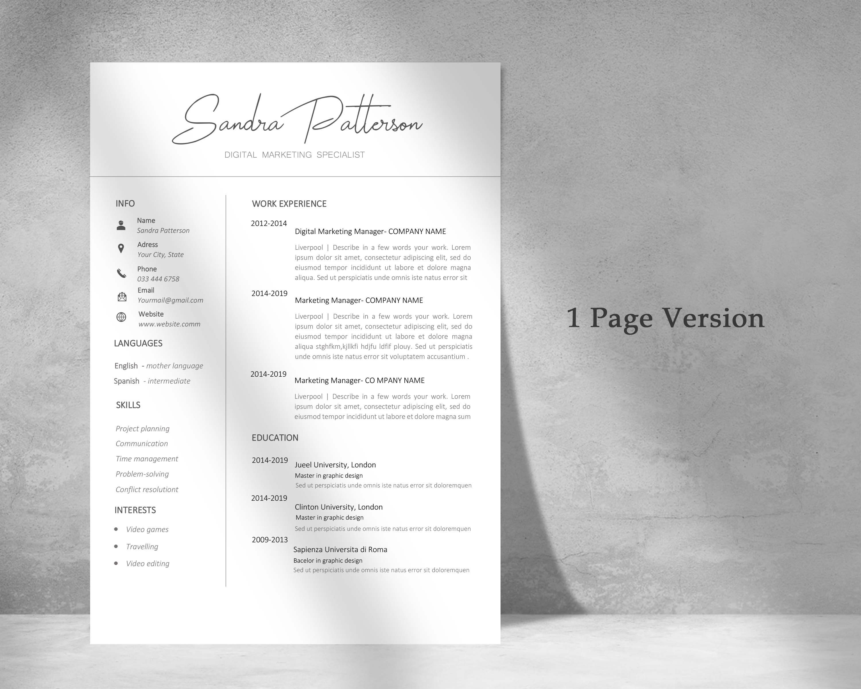 CV Template Word CV Template Professional Modern Resume Etsy