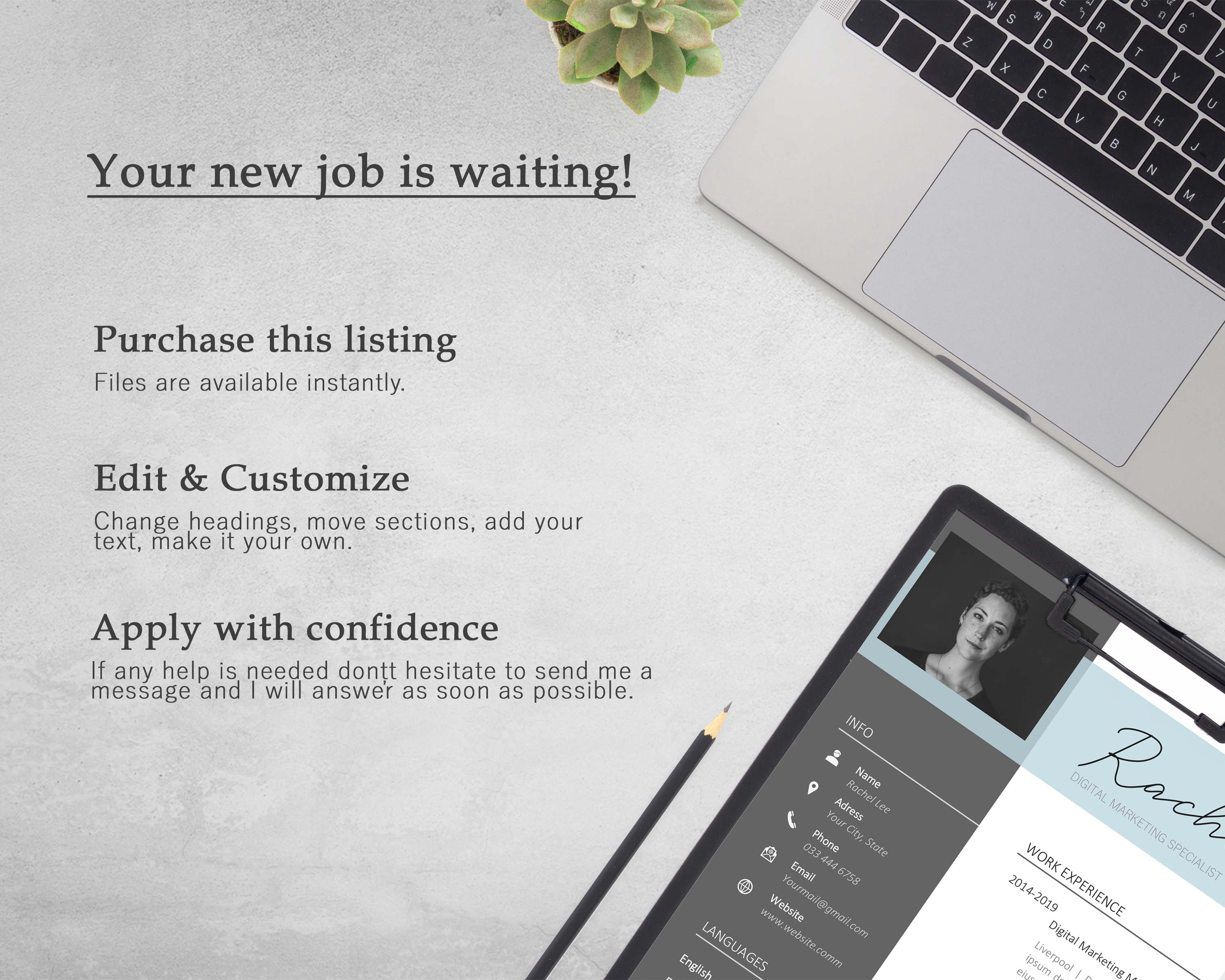 CV Template With Photo Resume Template With Photo CV - Etsy Canada