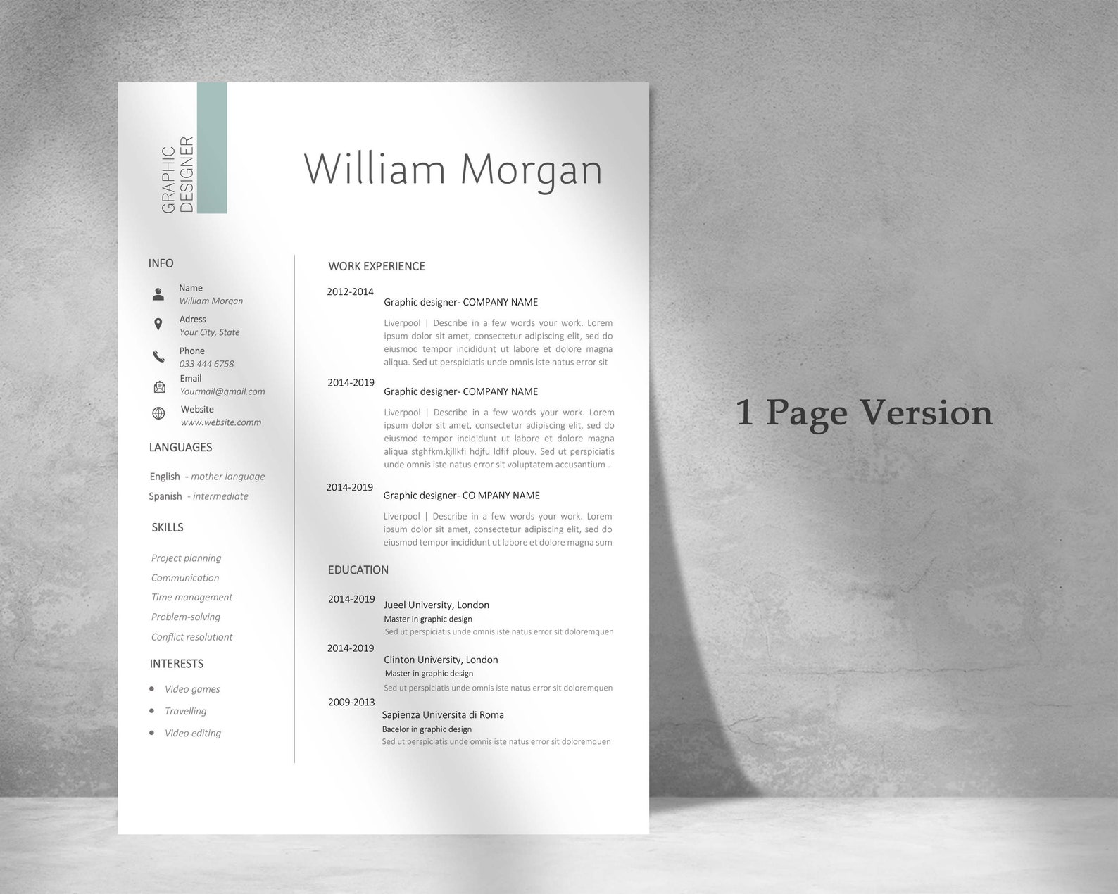 CV Template Professional Resume Template CV Template For Etsy