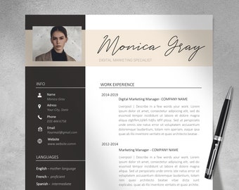 CV Template with Photo, Resume Template with Photo Etsy, CV Template Professional, CV Template for Word Resume with Picture Resume Template