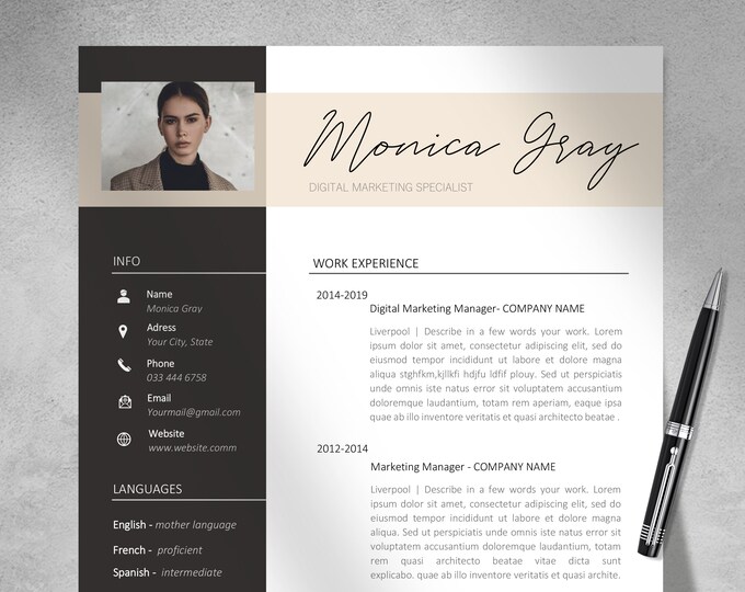 CV Template With Photo, Resume Template With Photo Etsy, CV Template ...