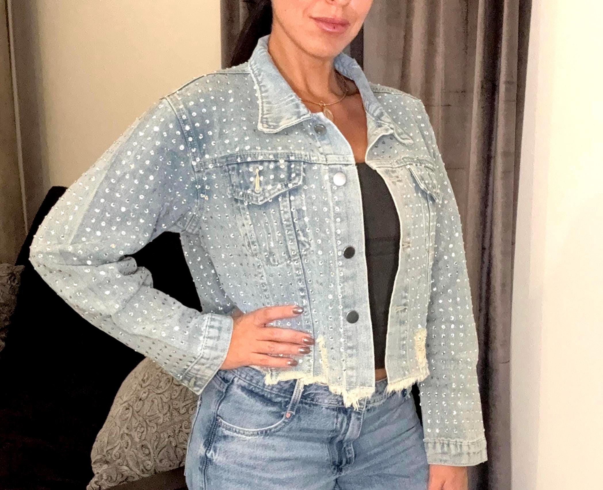 Sequin denim jacket deals