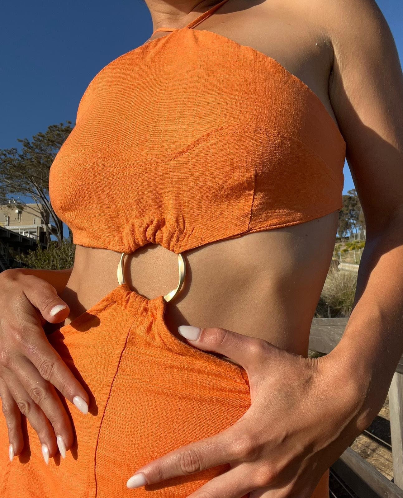 Orange Cut Out Dress - Etsy Orange Cut Out Dress - Etsy