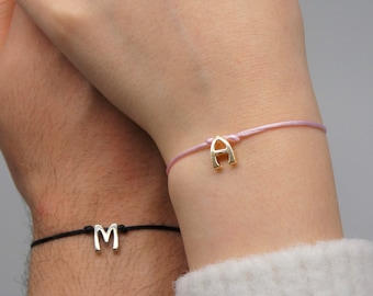 Pulseras de pareja, pulsera de letra inicial, pulsera pinky promise, pulseras de pareja a juego, pulsera de su &her, joyas de pareja, regalo de pareja