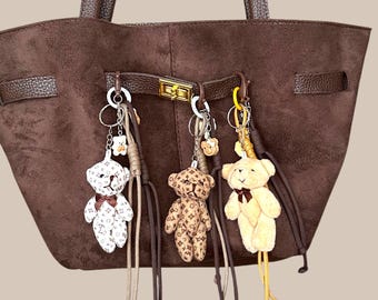 LSS Porte-clés Ours 2 Pcs Ours Porte-clés Mignon Pendentif En Cuir En