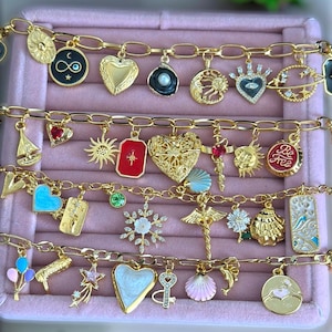 Charm Necklace,Build Your Own Custom Charm Necklace,Pick Your Charms,Vintage Chunky Necklace,Gold Charm Necklaces for Women,Custom Jewelry