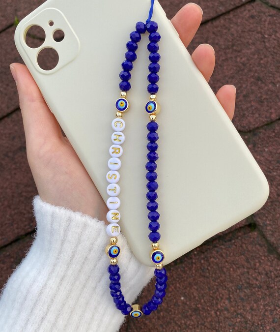 Customizable Beaded Phone Charm Evil Eye Phone Strap Y2K Style