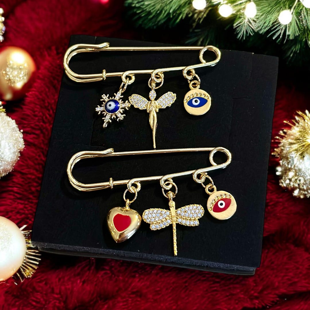 Charm Brooch, Evil Eye Brooch Pin,lucky Safety Pin,customizable Safety ...