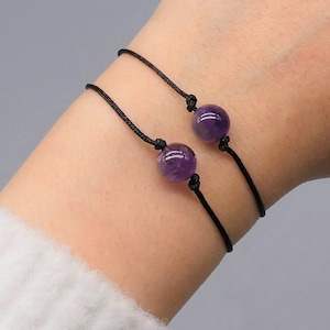 Amethyst Armband Edelstein-Armband Verstellbar Schnur Armband Freundschaft Wunsch Armband Healıng Schutz Armband Edelstein Geschenk
