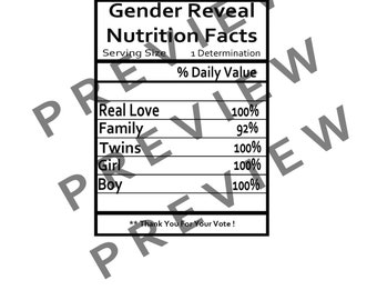 Gender Reveal Nutrition Fact