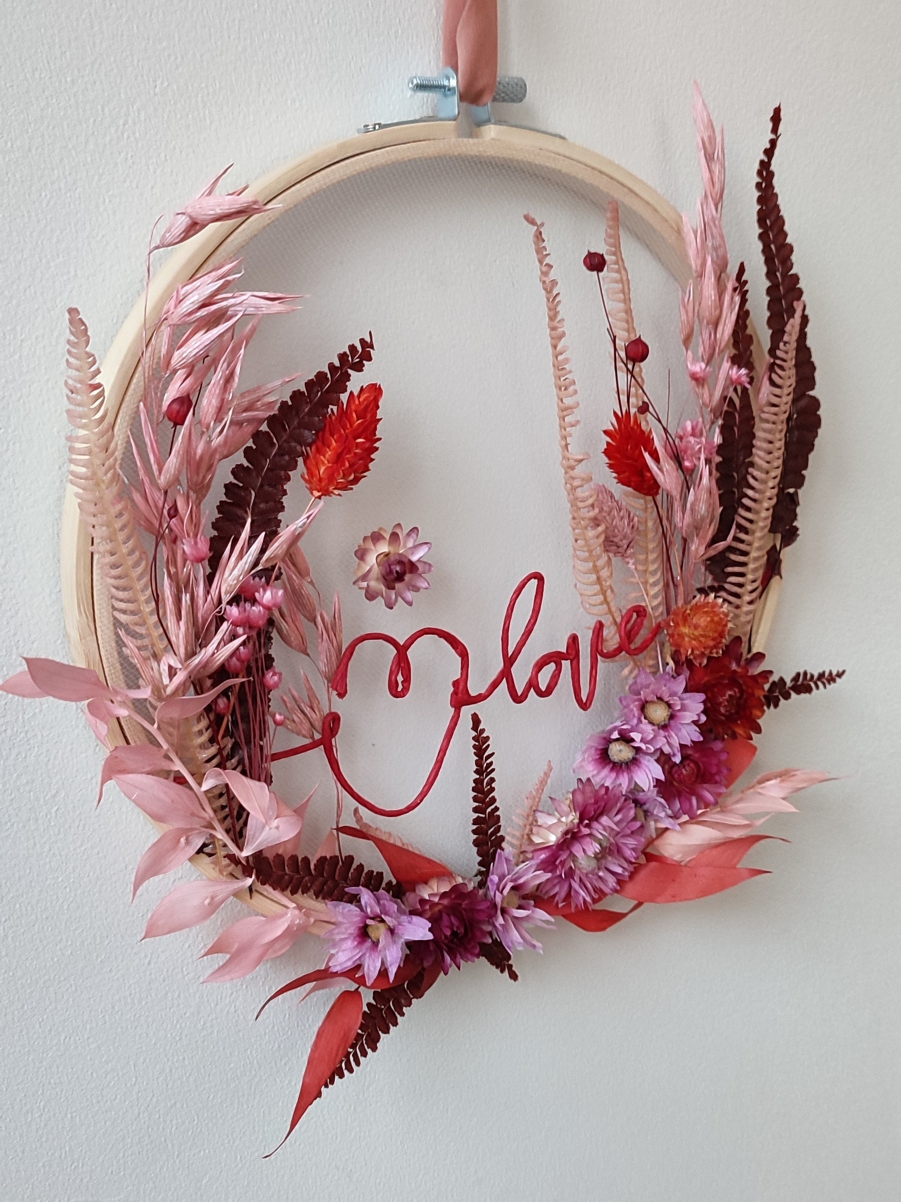 Couronne Murale de Fleurs Séchées et Stabilisées