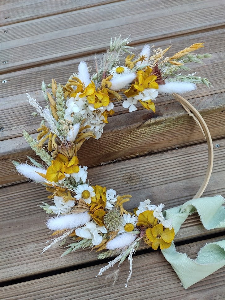Couronne Murale en Fleurs Séchées et Stabilisées