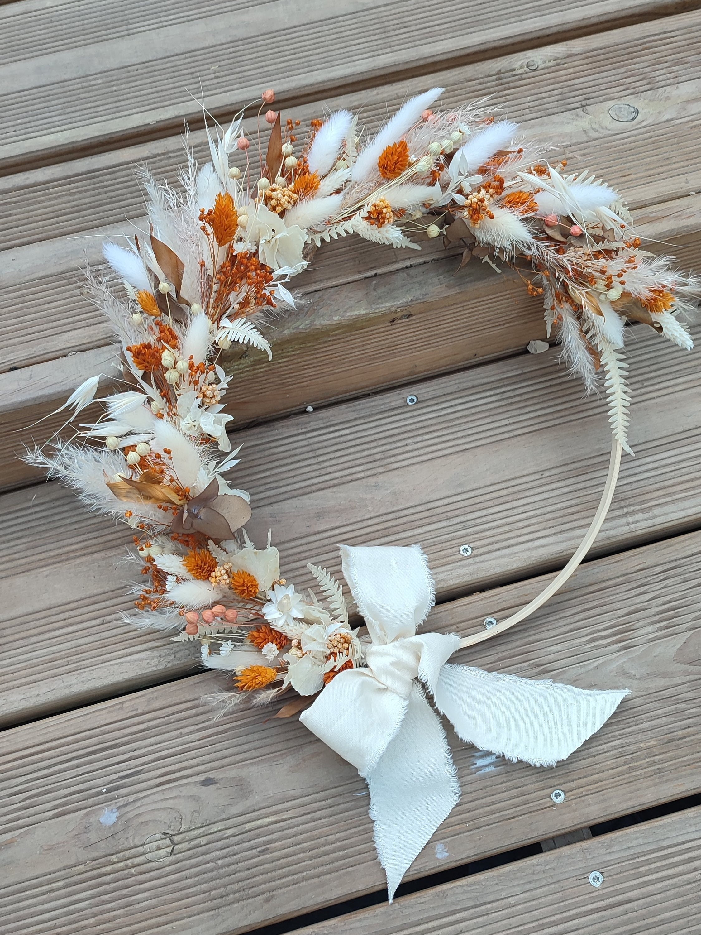 Couronne Murale de Fleurs Séchées et Stabilisées