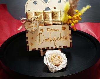 Laserdatei Dankeschön Geschenkhalter | SVG DXF LightBurn | Holz 3-5mm | Schokoladenhalter | Geschenk DIY