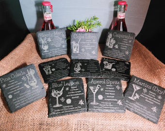 SVG Laser File Cocktails (10) – Mocktails (6) Recipes + Lightburn, DXF English Version