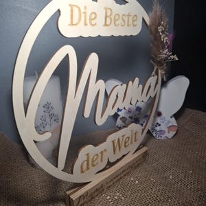 Personalized Wooden Sign "Top Mom/Dad in the World" – Pappelholz Gift image 2