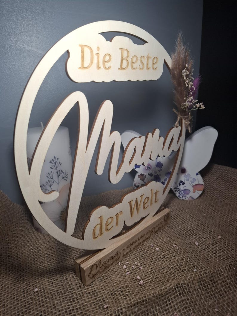 Personalized Wooden Sign "Top Mom/Dad in the World" – Pappelholz Gift image 2