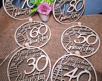 SVG Laser Datei Alles Gute zum Geburtsag mit verschiedenen Jahreszahlen (23SET) + Lightburn, AI, DXF