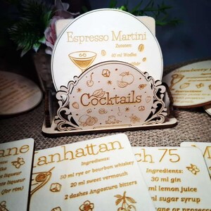 Untersetzer mit Cocktails oder Mocktails Rezepte auf Schiefer oder Holz (10cm) image 8