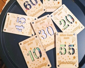 SVG Laser Datein Geldgeschenkkarten Zum Geburtstag mit Zahlen (18 variantes)