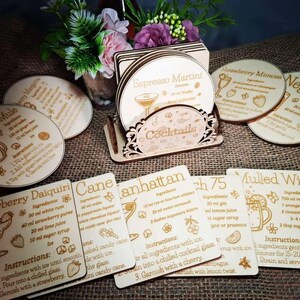 Untersetzer mit Cocktails oder Mocktails Rezepte auf Schiefer oder Holz (10cm) image 9