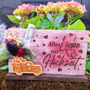 SVG Laser Datei für Alles Liebe zur Hochzeit Geldgeschenk mit Auto (2mm,3mm,4mm,5mm)
