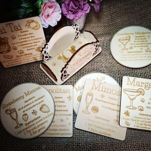 Untersetzer mit Cocktails oder Mocktails Rezepte auf Schiefer oder Holz (10cm) image 11