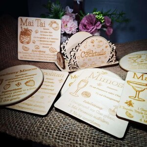 Untersetzer mit Cocktails oder Mocktails Rezepte auf Schiefer oder Holz (10cm) image 10
