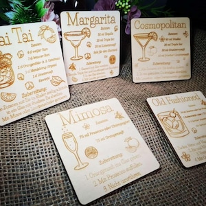 Untersetzer mit Cocktails oder Mocktails Rezepte auf Schiefer oder Holz (10cm) image 13