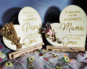 Heart Stand Laser File for Mama, Papa, Oma, Opa | SVG DXF (Digital Download)